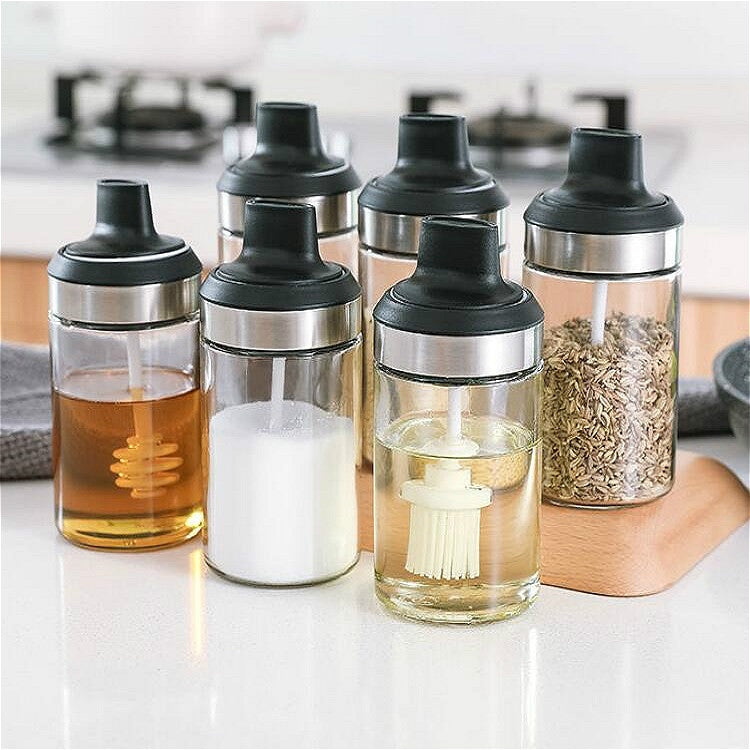 Kitchenware Seasoning Jar Spoon Cover Integrated Sealing Moisture-proof Cruet
