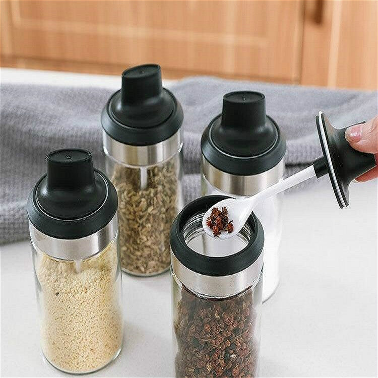 Kitchenware Seasoning Jar Spoon Cover Integrated Sealing Moisture-proof Cruet
