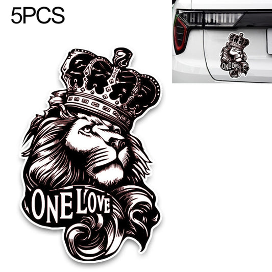 5 PCS YJZT One Love Lion Crown PVC Animal Car Sticker, 10x15.3CM