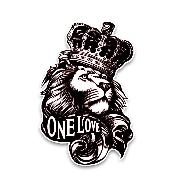 5 PCS YJZT One Love Lion Crown PVC Animal Car Sticker, 10x15.3CM