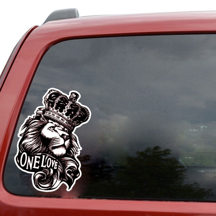 5 PCS YJZT One Love Lion Crown PVC Animal Car Sticker, 10x15.3CM