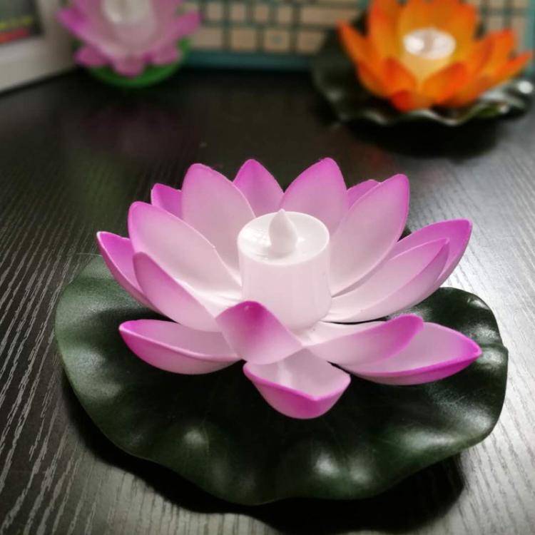 3 Color LED Flood Light Artificial Lotus Floating Flower Shape Lamps For Outdoor Swimming Pool Wishing Party