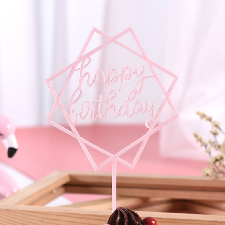 Acrylic Cake Decoration Card Birthday Table Party Dress Up Dessert Polygonal Plug-in Decoration