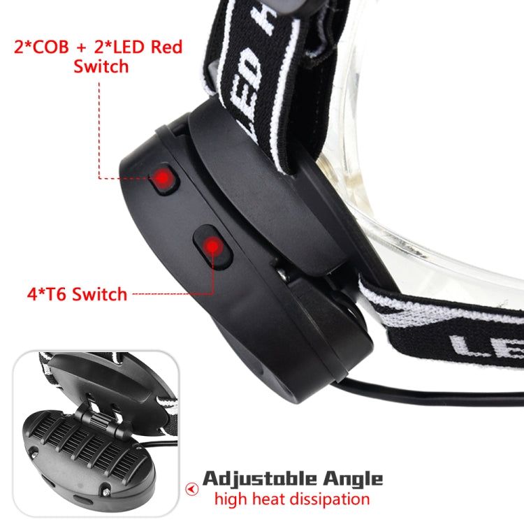 300-400LM 4 x XML-T6 + 2 x COB + 2 x Red LED Head Lamp Flashlight Torch Lantern