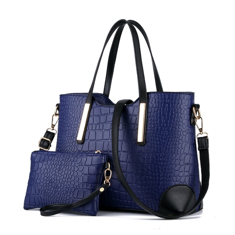2 in 1 Vintage Messenger Bags Shoulder Handbag Women Crocodile Pattern Composite Bag Leather Wallet