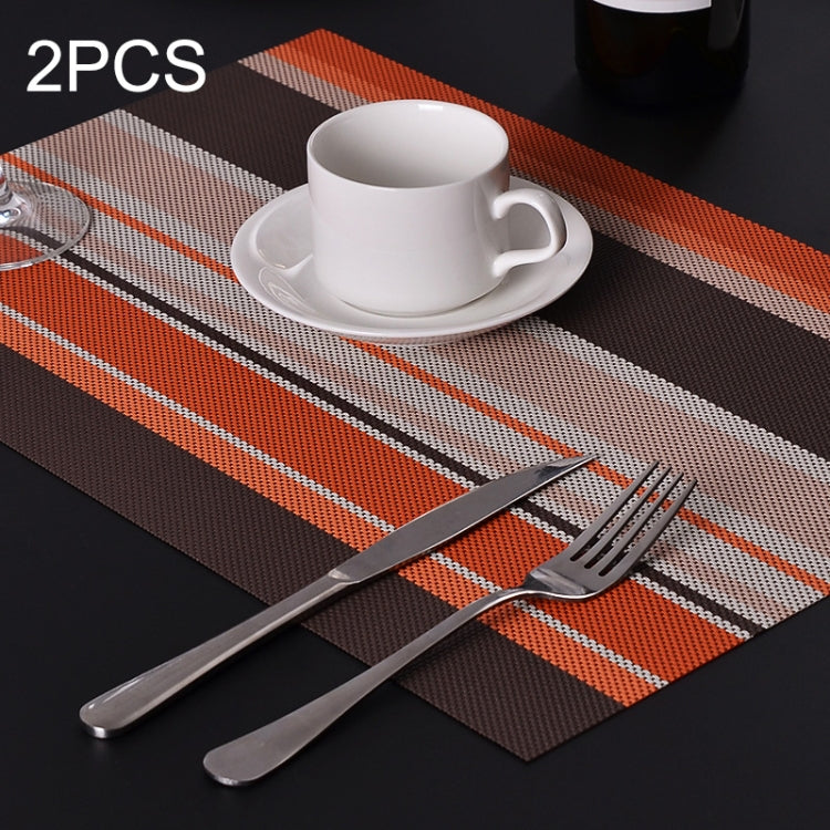 2 PCS Kitchen Dinning Table Placemat Napkins Heat Resistant PVC Stripe Mat Placemats Manteles Doilies Coaster Cup Pad