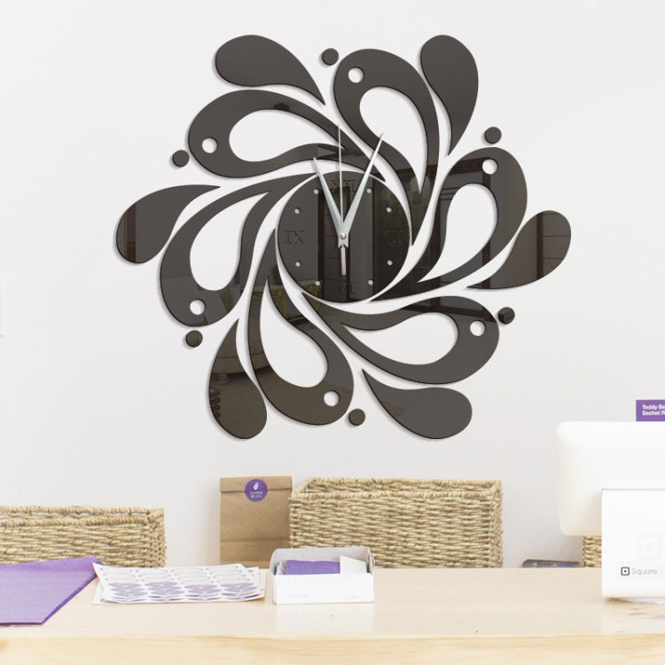 Home Crystal Acrylic Quartz Mirror Clock Jewelry Clock Petal Pattern Clock