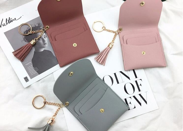 Fashion Women Wallet Short Leather Mini Casual ID Card Holders Bags Ladies Coin Clutch Tassel Bag