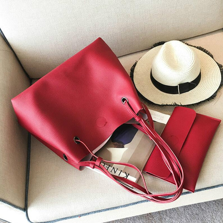 2 in 1 Soft Leather Women Bag Set Luxury Fashion Design Shoulder Bags Big Casual Bags Handbag