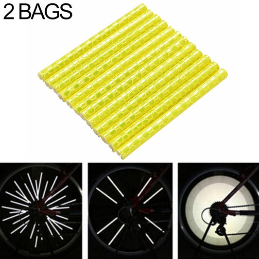 2 BAGS Bicycle Mountain Bike Riding Wheel Rim Spoke Mount Clip Tube Warning Light Strip Outdoor Reflector