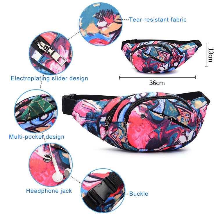 Color Printing Multi-function Casual Pockets Ladies Outdoor Purse Waist Bag