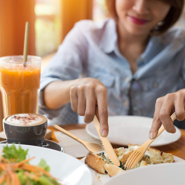 Travel Creative Bamboo Straw Dinnerware Knives Fork Spoon Chopsticks Set with Cloth Bag