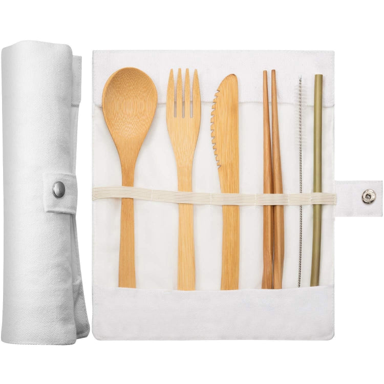 Travel Creative Bamboo Straw Dinnerware Knives Fork Spoon Chopsticks Set with Cloth Bag