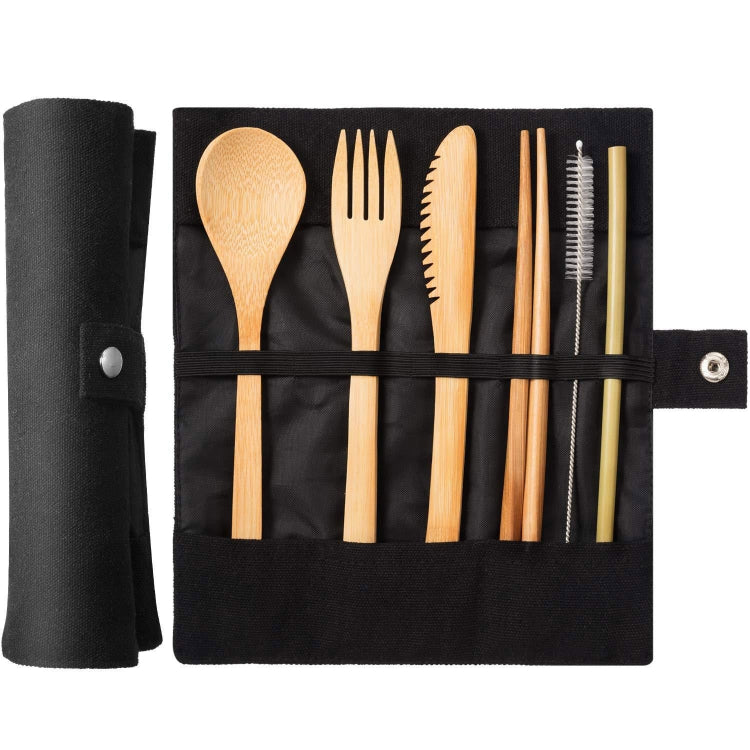 Travel Creative Bamboo Straw Dinnerware Knives Fork Spoon Chopsticks Set with Cloth Bag