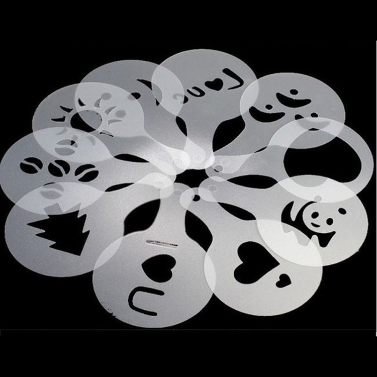 32 PCS Coffee Stencil Filter Coffee Maker Cappuccino Mold Templates Strew Flowers Pad Spray Art Baking Tools