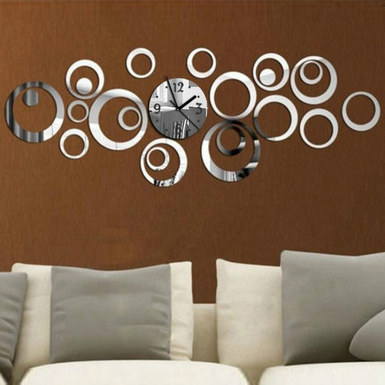 Wall Clock 3D Three-dimensional Acrylic Fashion Mirror Wall Stickers Clock DIY Circle Combination Decorative Clock