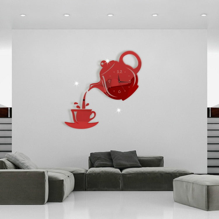 Creative DIY Acrylic Coffee Cup Teapot 3D Wall Clock Decorative Kitchen Wall Clocks Living Room Dining Room Home Decor Clock