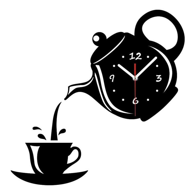 Creative DIY Acrylic Coffee Cup Teapot 3D Wall Clock Decorative Kitchen Wall Clocks Living Room Dining Room Home Decor Clock