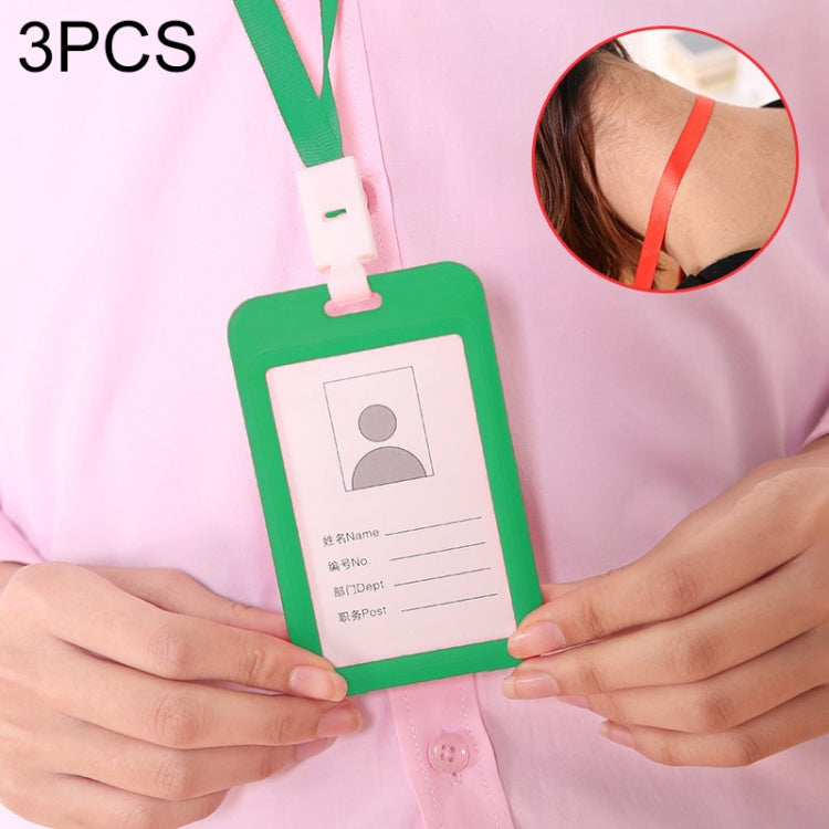 3 PCS Credit Card Holders PU Bank Card Neck Strap Bus Card ID Card Holder Identity Badge with Lanyard