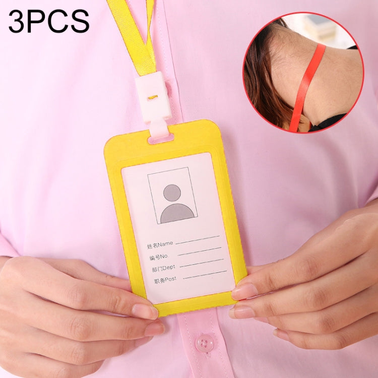 3 PCS Credit Card Holders PU Bank Card Neck Strap Bus Card ID Card Holder Identity Badge with Lanyard