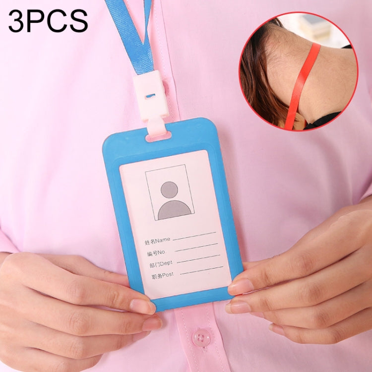 3 PCS Credit Card Holders PU Bank Card Neck Strap Bus Card ID Card Holder Identity Badge with Lanyard