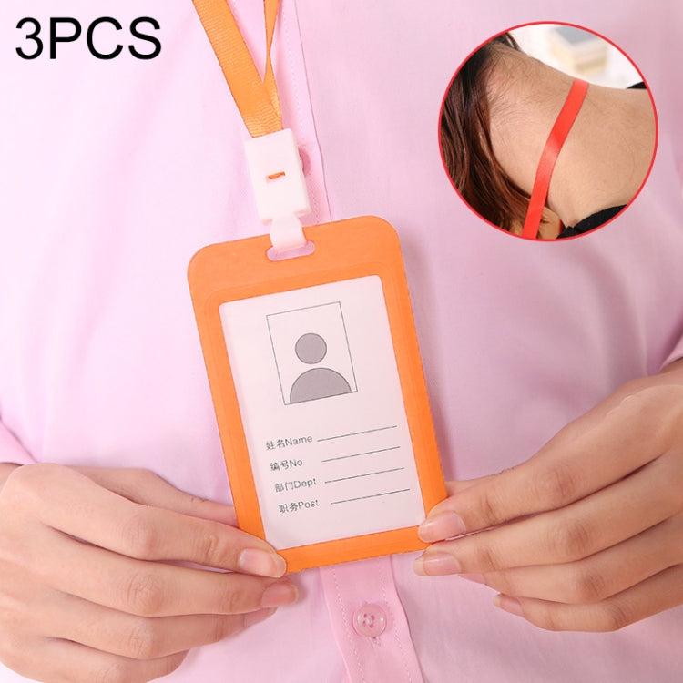 3 PCS Credit Card Holders PU Bank Card Neck Strap Bus Card ID Card Holder Identity Badge with Lanyard