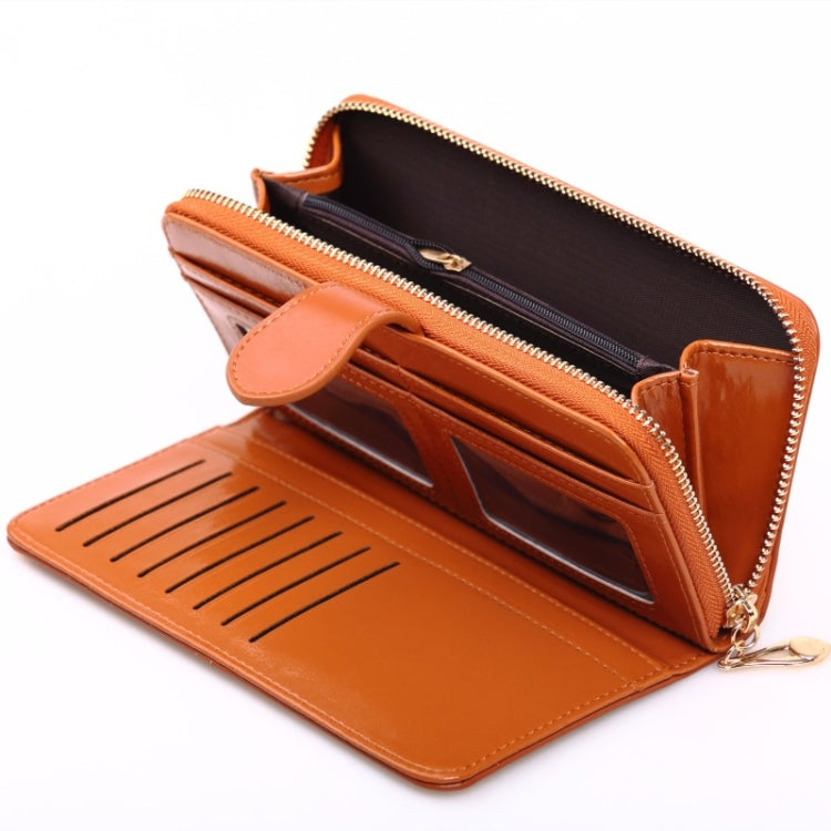 Ladies Oil Wax Leather Retro Long Large Capacity Multifunctional Wallet Clutch Bag