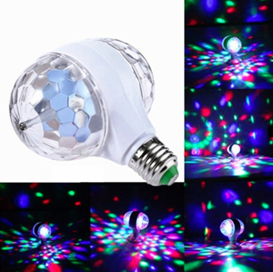 E27 6W LED Double Head Colorful Bulb Rotating Magic Ball Stage Light Laser Projection Lamp E27