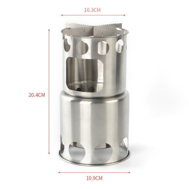 Outdoor Stainless Steel Windproof Stove Portable Camping Roast Stove Set