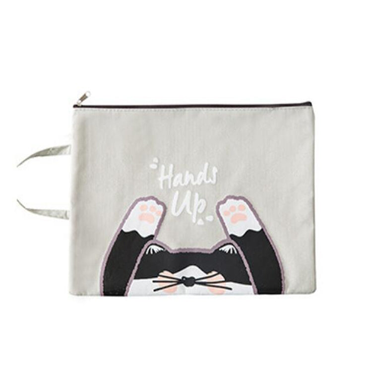 Cute Small Fresh Cartoon Cat A4 File Bag School Office Supplies Canvas Storage Bag