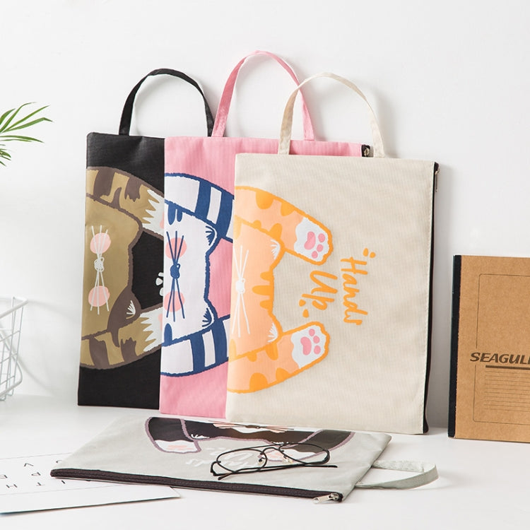 Cute Small Fresh Cartoon Cat A4 File Bag School Office Supplies Canvas Storage Bag