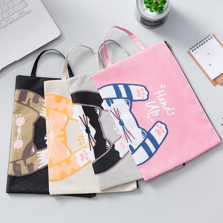Cute Small Fresh Cartoon Cat A4 File Bag School Office Supplies Canvas Storage Bag