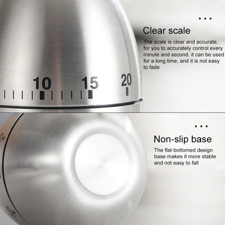 Mechanical Egg Kitchen Cooking Timer Alarm 60 Minutes Stainless Steel  Kitchen Tools