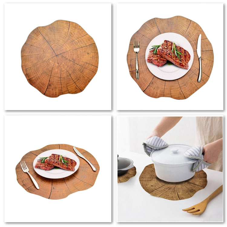 2 PCS Wood Placement Table Mats Tableware Pad Lotus Shape Tea Cup Bowl Decoration