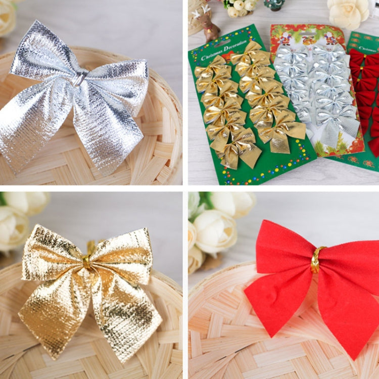 12 PCS Flocked Bow Christmas Tree Decoration