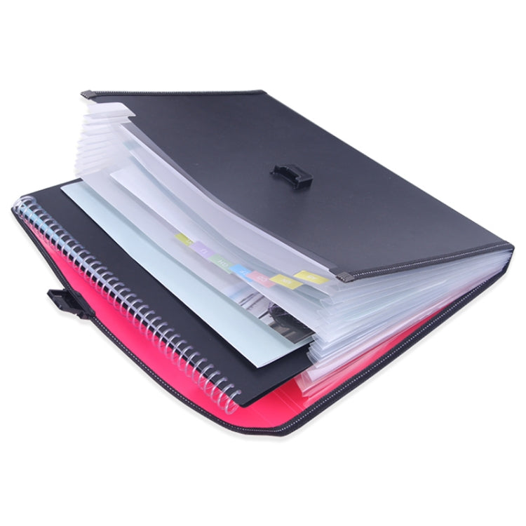 Portable 12-Layer File Pocket A4 Expanding File Classified Folder PP Storage Clip Ticket Package