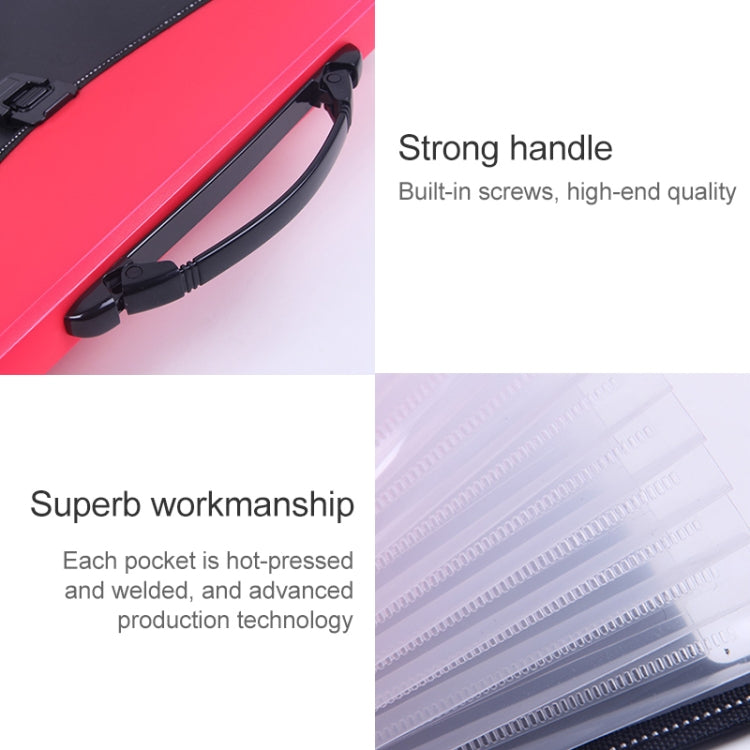 Portable 12-Layer File Pocket A4 Expanding File Classified Folder PP Storage Clip Ticket Package