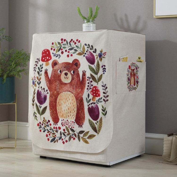Cartoon Cotton and Linen Drum Roller Washing Machine Dust Cover