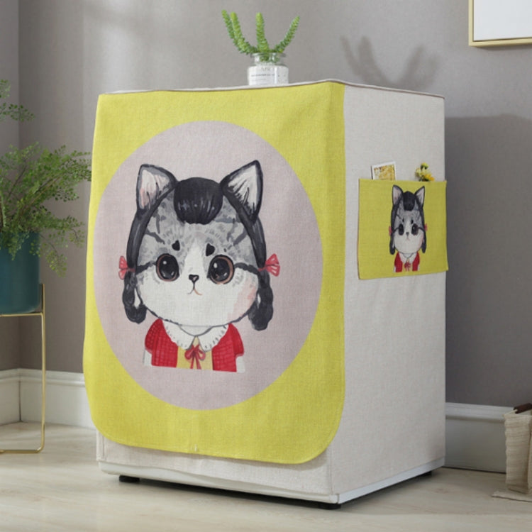 Cartoon Cotton and Linen Drum Roller Washing Machine Dust Cover