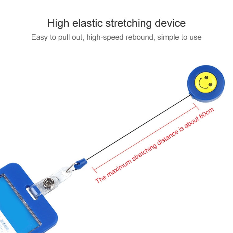 2 PCS ID Easy-to-pull Buckle Smiling Face Holder Name Tag Card Key Badge Retractable Holder