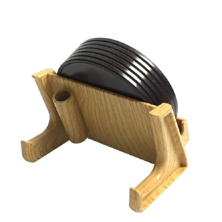 Home Daily Wood Round Cork Coaster PP Coaster Holder