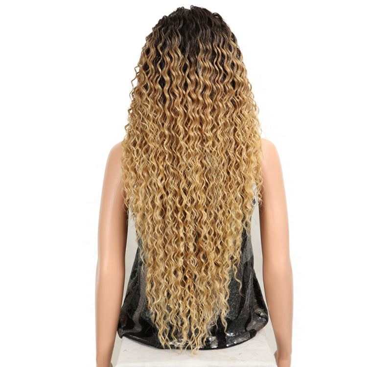 Long Curly Hairpiece High Temperature Fiber Hair 23 Inch Natural Blonde Synthetic Lace Front Wigs