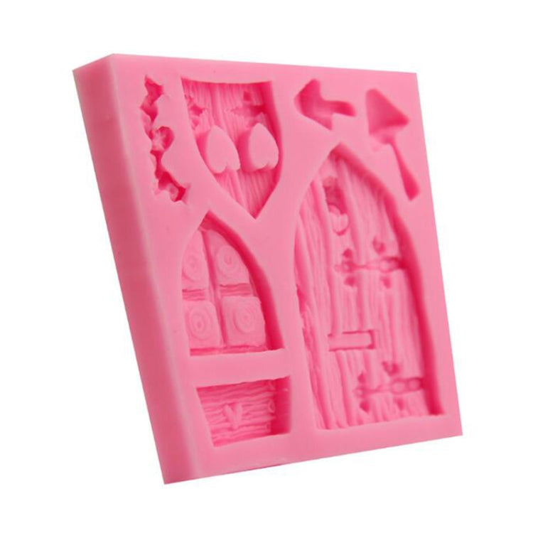 2 PCS Cartoon House Wooden Window Shape Silicone Candy Mold Fairy Tale Cake Decorating Tool