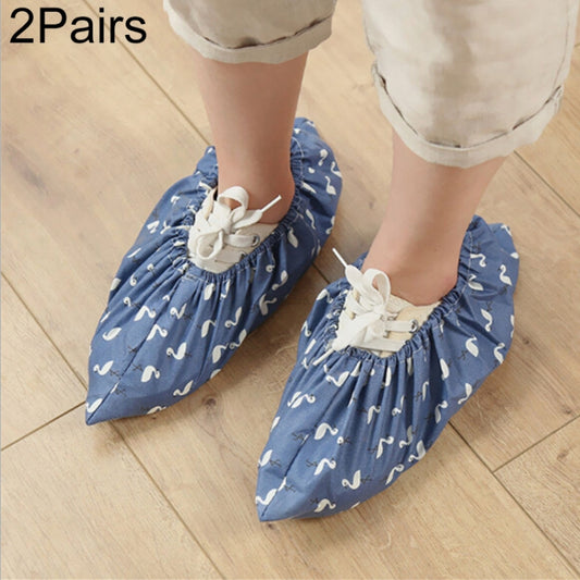2 Pair Thicken Reusable Elastic Shoe Cover Home Indoor Antiskid Overshoes Flamingo Dust Waterproof Shoe Cover