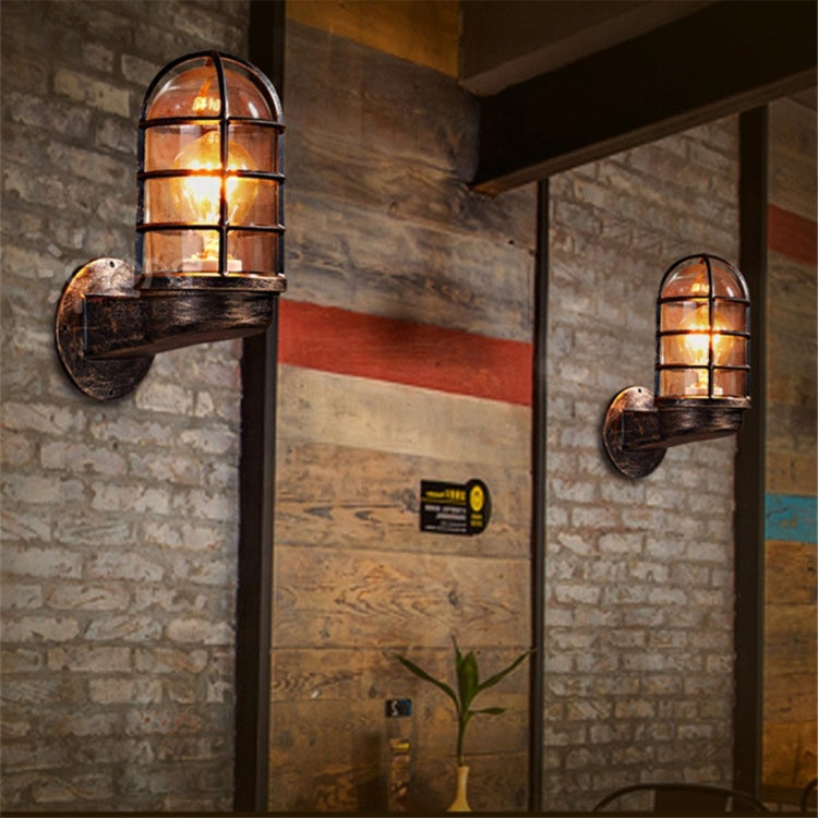 Retro Industrial Cage Wall Lamp Attic Interior Lighting Iron Copper Wall Lamp without Bulb