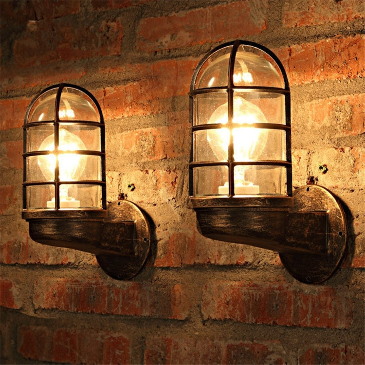 Retro Industrial Cage Wall Lamp Attic Interior Lighting Iron Copper Wall Lamp without Bulb