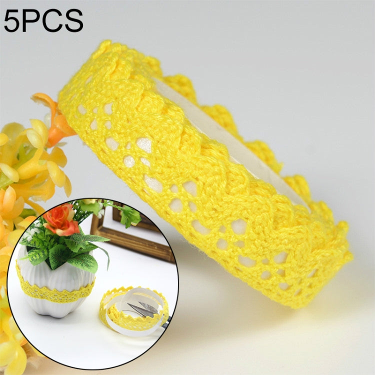 5 PCS Cotton Lace Fabric White Crochet Lace Roll Ribbon Knit Adhesive Tape Sticker Craft Decoration Stationery Supplies
