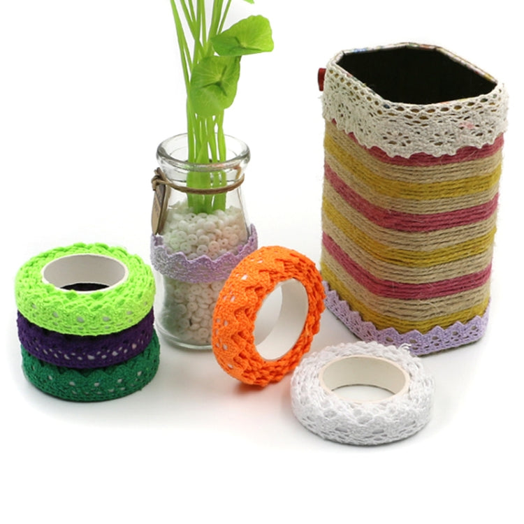 5 PCS Cotton Lace Fabric White Crochet Lace Roll Ribbon Knit Adhesive Tape Sticker Craft Decoration Stationery Supplies