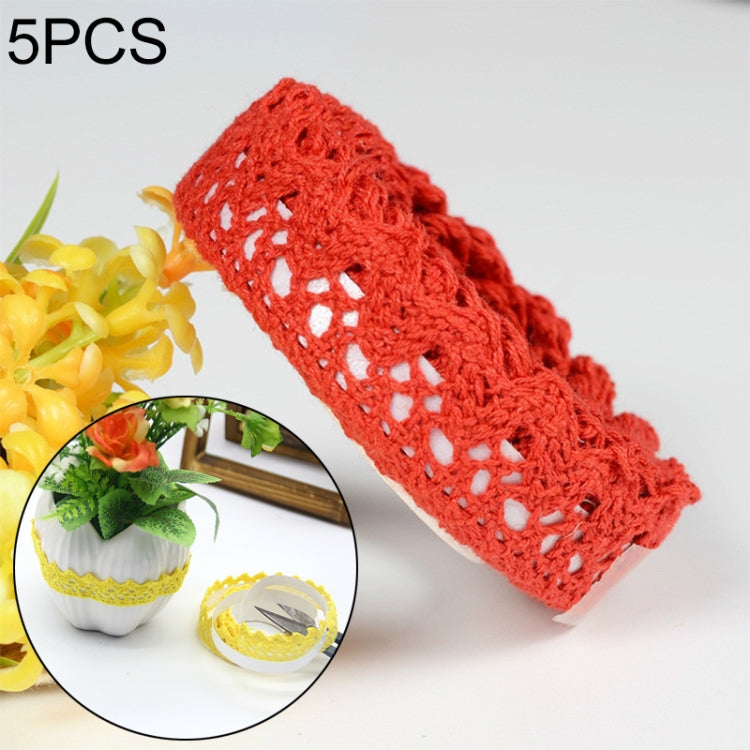 5 PCS Cotton Lace Fabric White Crochet Lace Roll Ribbon Knit Adhesive Tape Sticker Craft Decoration Stationery Supplies