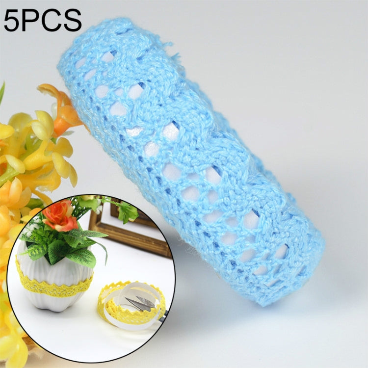 5 PCS Cotton Lace Fabric White Crochet Lace Roll Ribbon Knit Adhesive Tape Sticker Craft Decoration Stationery Supplies